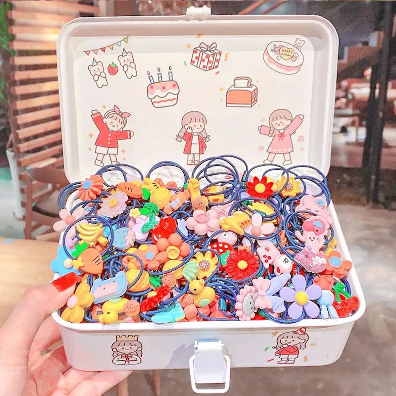 Резинки для волос Детские с мультяшным рисунком разноцветные аксессуар на