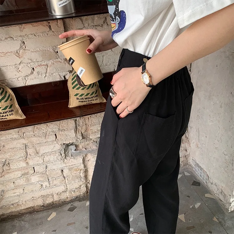 

V6113 -Summer trendy one button skinny pants wide leg pants