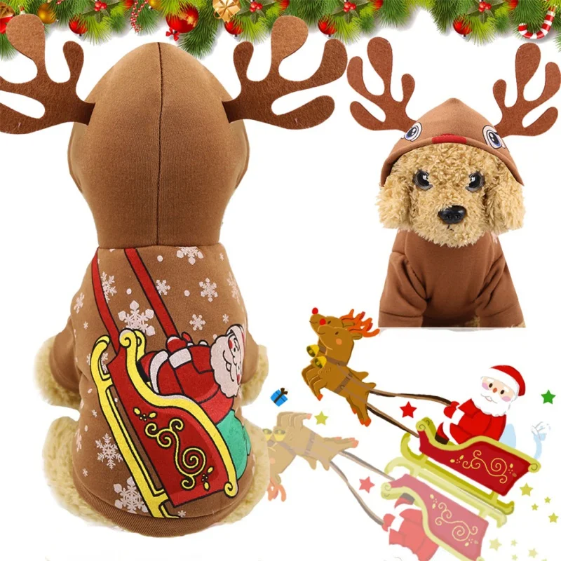 

Christmas Dog Hoodie Dog Christmas Clothes Puppy Cat Coat Jacket Fall Elk Cotton Pet Clothing Cosplay Outfits Dog Daily Outfit