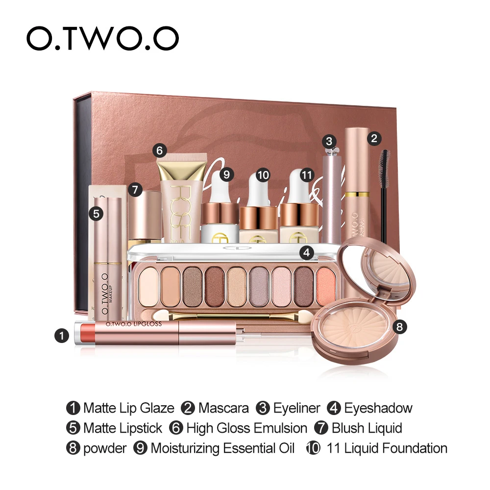 Набор косметики O. TWO. O 11 шт. розовая Золотая Подарочная коробка макияж Артефакт полный макияж Комбинация набор LS06