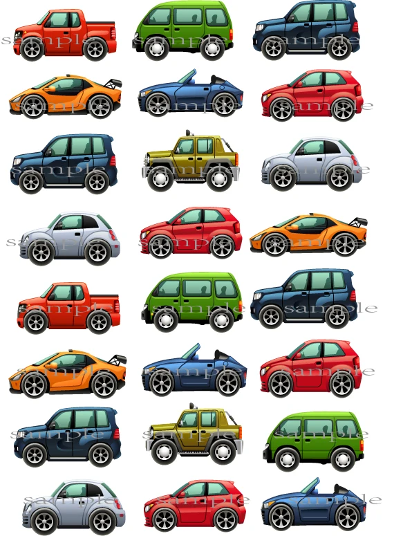 24 современных автомобиля съедобный торт Топпер Вафля рисовая бумага кекс