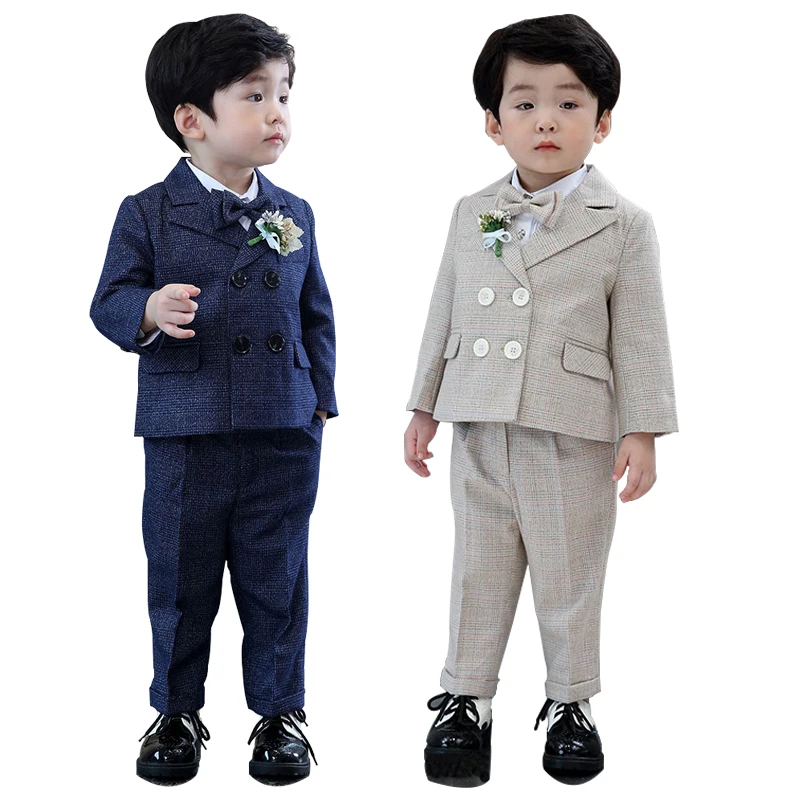 

2022 Formal Toddler Boy Formal Suits Tuxedo Children Wedding Outfits Dresses Little Boy School Uniform Elegant Ceremony Costumes