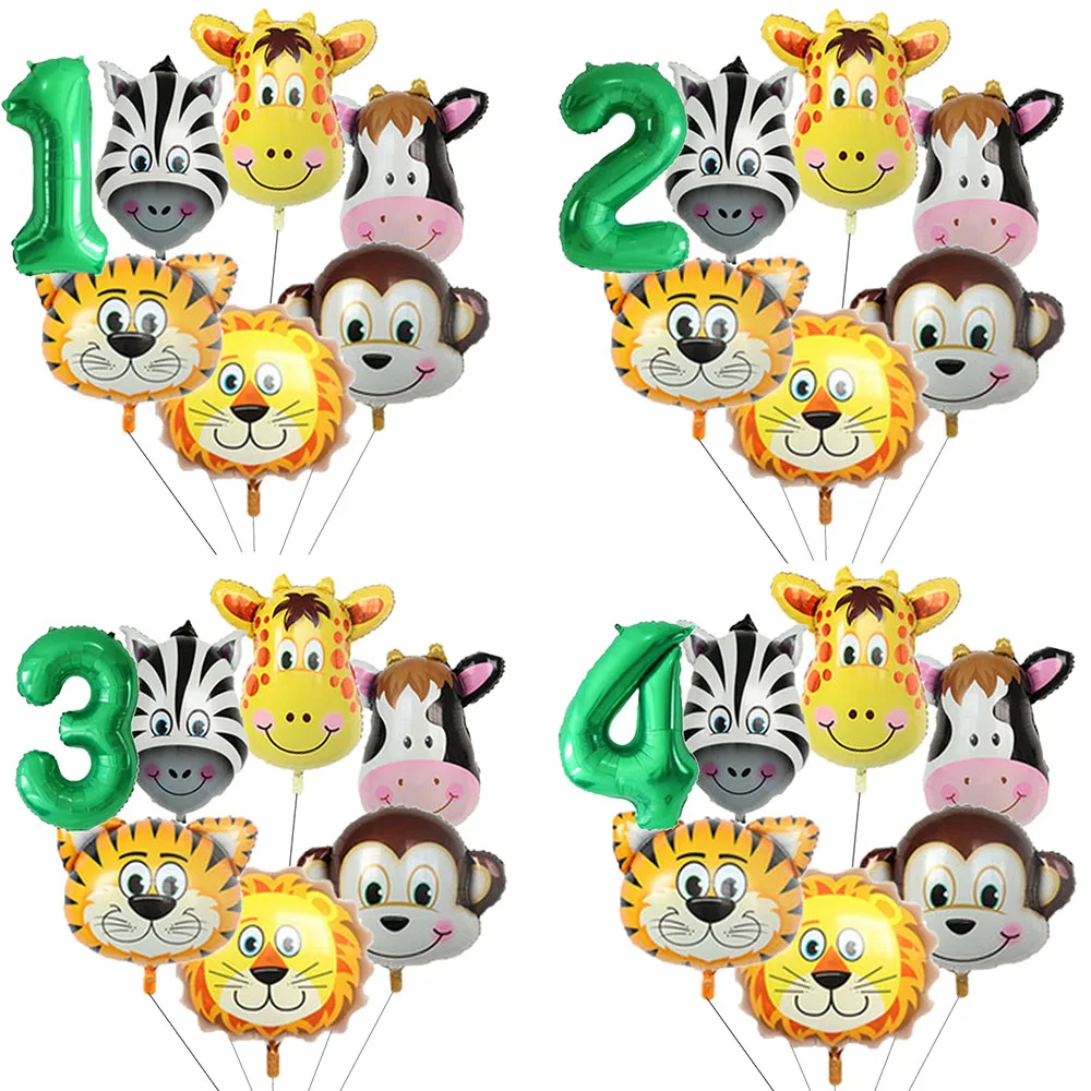 

7pcs Jungle Safari Happy Birthday Balloons Animal Foil Balloons Wild One Kids Birthday Party Baby Shower Decoration Backdrop