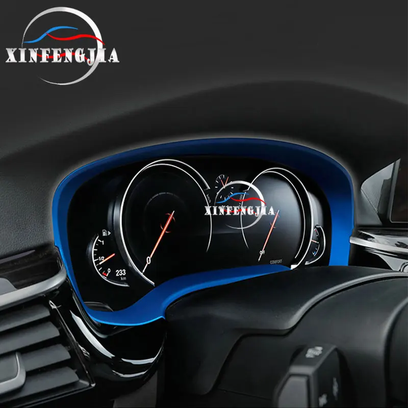 

For BMW 5 Series 6GT G32 G30 17-19 Blue Red Silvery ABS Instrument Panel Dashboard Frame Trim