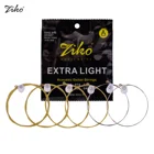 ZIKO Extra светильник Electric Acoustic струны народной гитары высокоуглеродистая стальная проволока, латунная рана, устойчивая к коррозии, набор из 6 струн
