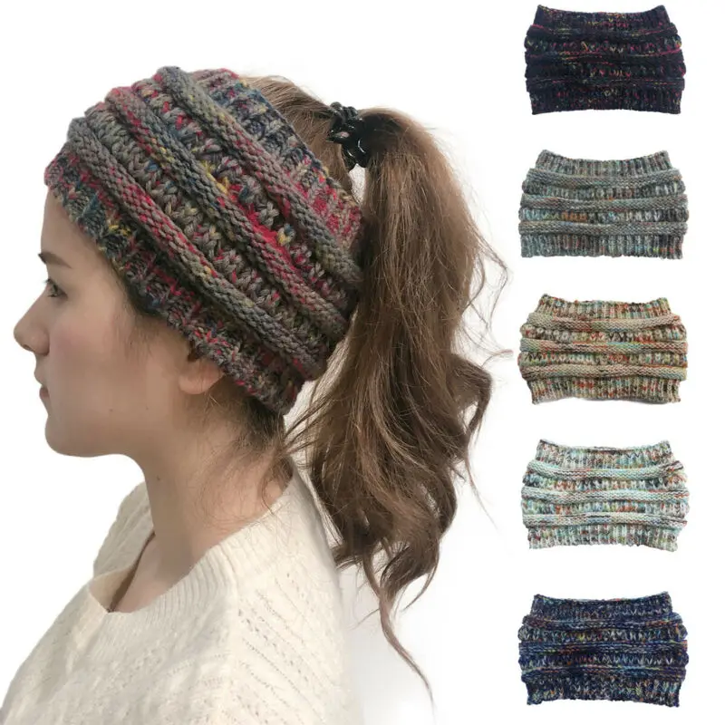 Для женщин грязный булочка хвост шапочки шляпа Кепки девушки эластичный зимняя