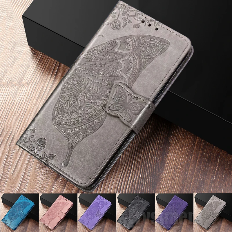 Кожаный чехол книжка с бумажником для samsung Galaxy S7 edge S20 Plus Ultra S10 S9 + S8 Note 8 9 10 3D Бабочка