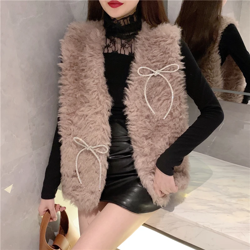 

COIGARSAM Shirt Womens tops Spring Women shirts White Waistcoat With Drill Bow Ga Color 3 Jia3 83758375