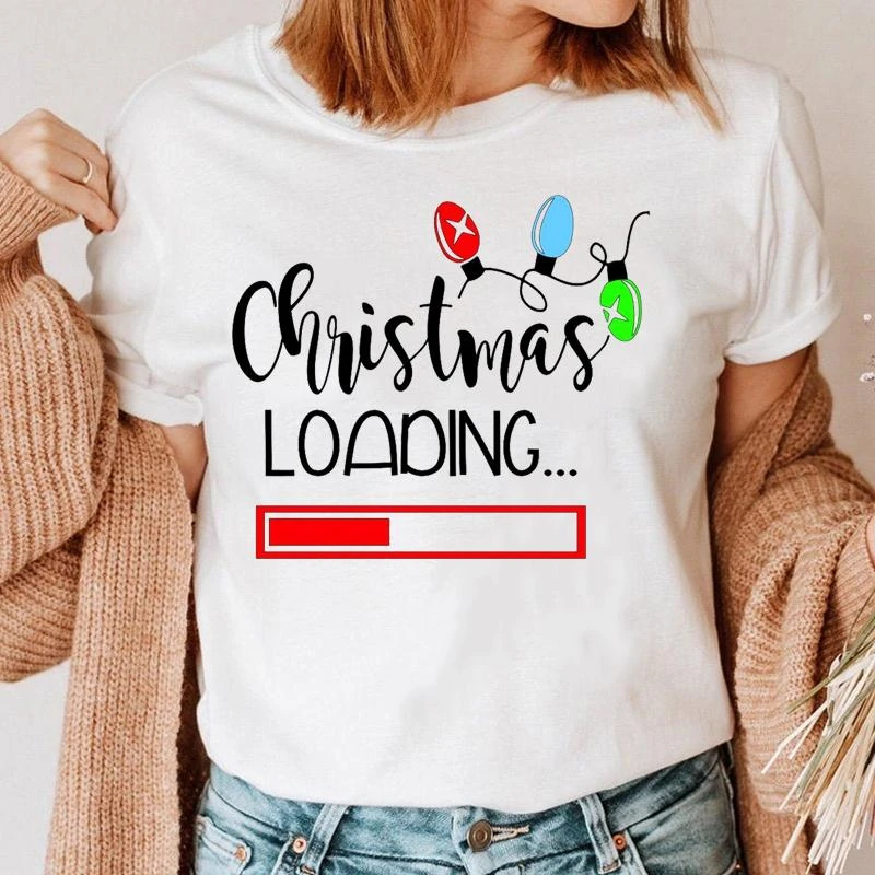 

WVIOCE Merry Christmas Graphic Short Sleeve Female Top Happy New Year Gift Women Casual T Shirt Cute Christmas Clothes 21599