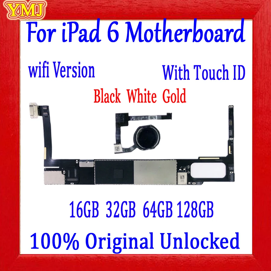 

Factory unlock For iPad 6 Air 2 Motherboard WiFi Version 100% original For iPad 6 Air 2 with/without Touch ID Logic board A1566