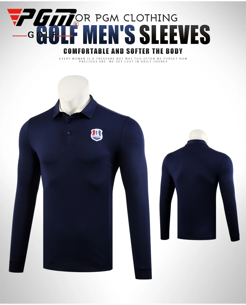 PGM New Arrival Men's Long-sleeved T-shirt Turn Down Collar Golf Clothing Soft Muscle Sportswear Shirts M-XXL D0834