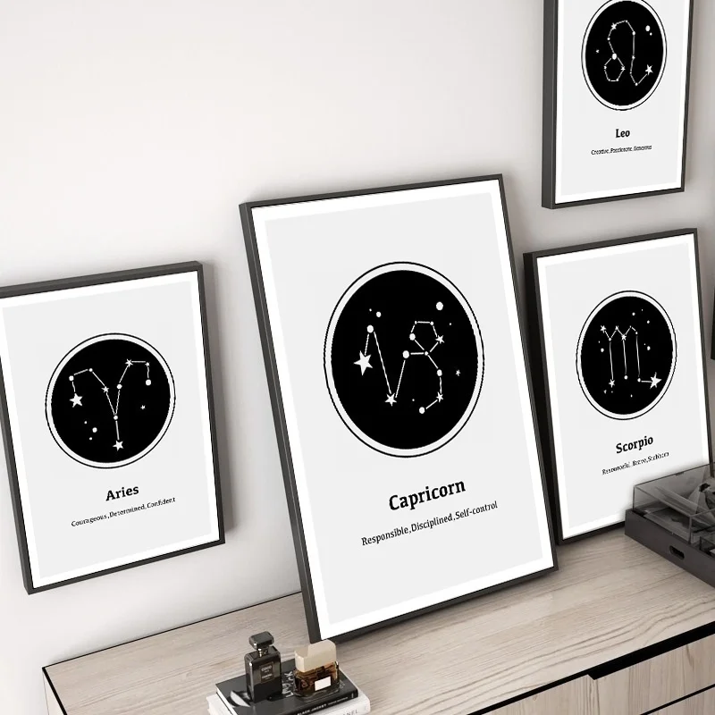 

Nordic Canvas Painting 12 Zodiac Signs Horoscope Wall Art Posters and Prints Wall Pictures for Living Room Decoration Home Decor