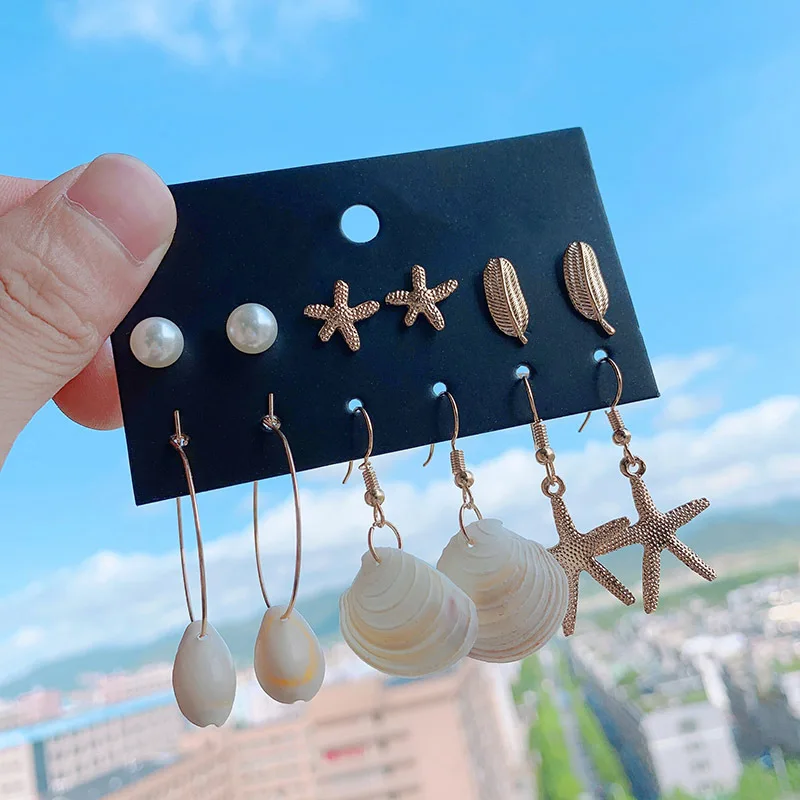 6 пар/уп. простые Мультяшные милые серьги-гвоздики с натуральным корпусом