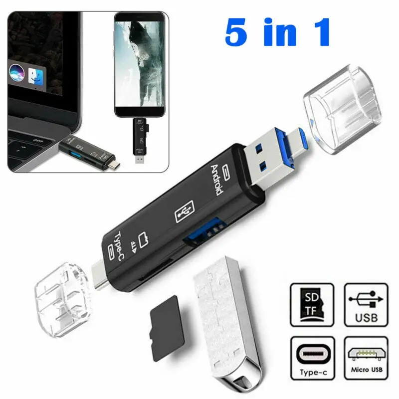 5 in 1 Card Reader Type C Micro USB OTG Adapter SD TF Lector Memory For Cardreader | Компьютеры и офис