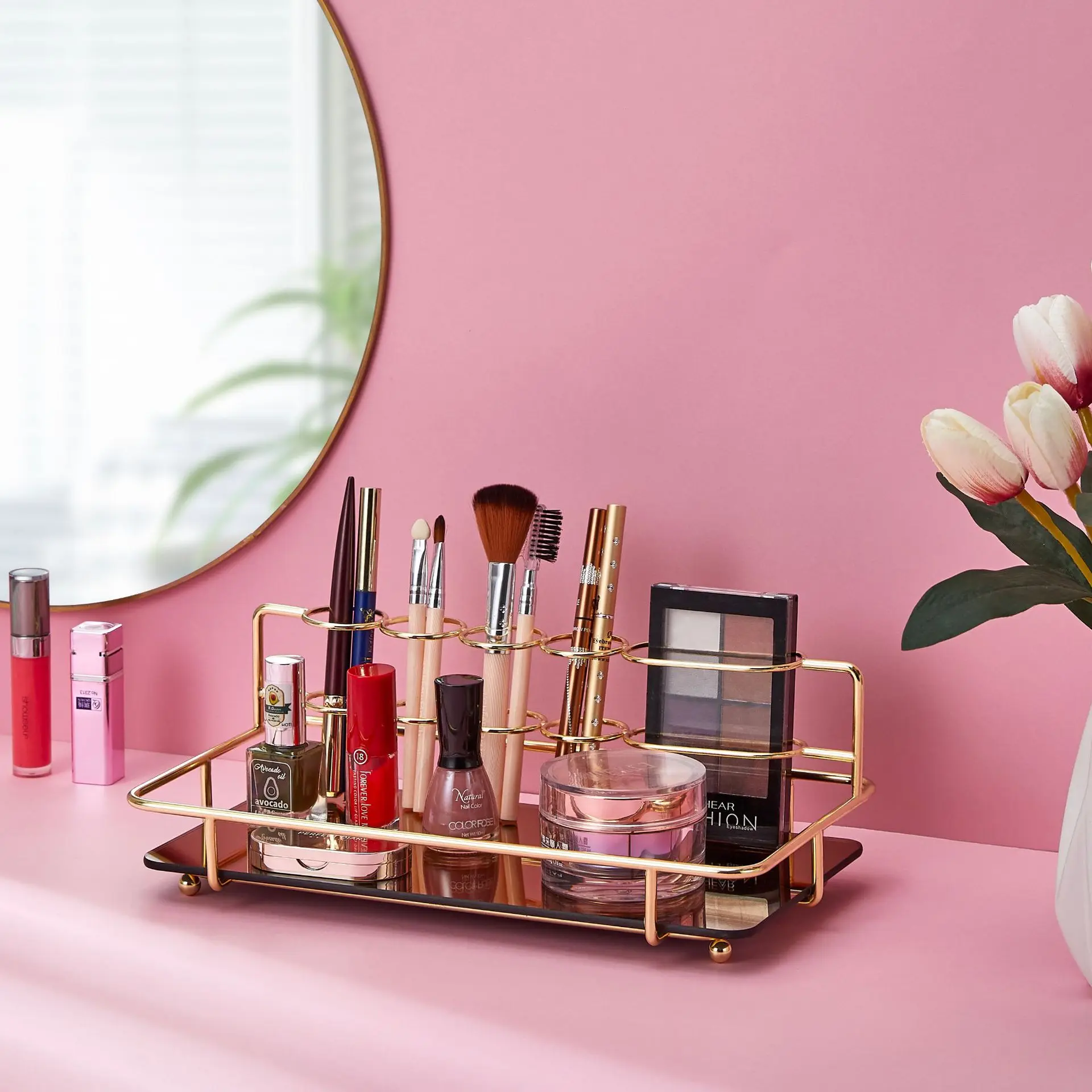 

Bathroom Washstand Storage Rack Bathroom Electric Toothbrush Toothpaste Storage Rack Cosmetics Mirror Front Storage Rack ZB235