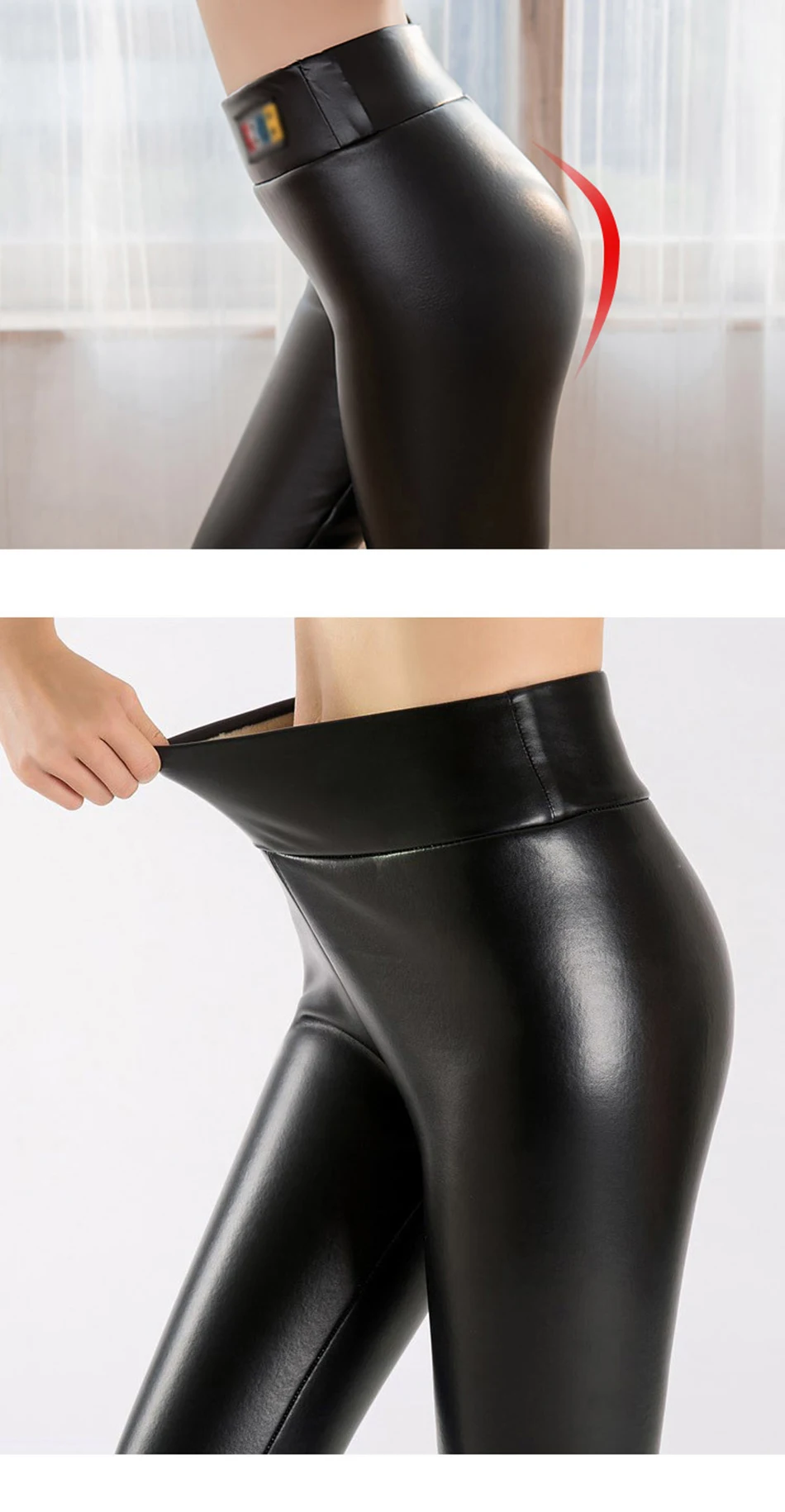 Thicken Velvet Leather Leggings For Cold Winter Women Cashmere PU Leather Workout Leggings Warm Pants Push Up Hips Leggings
