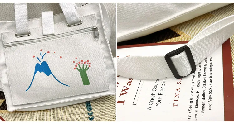 Two tide 2019 autumn shoulderbags Hasp zipper totes handbag bags canvas animal school big capacity fastener white japan | Багаж и сумки