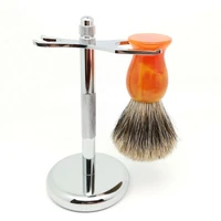 teyo two band fine badger shaving brush shaving stand set perfect for wet shave