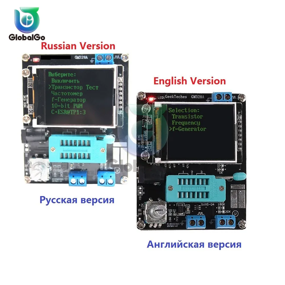 GM328-Transistor probador PWM, medidor de frecuencia de voltaje con funda, capacitancia de diodo LCR, ESR