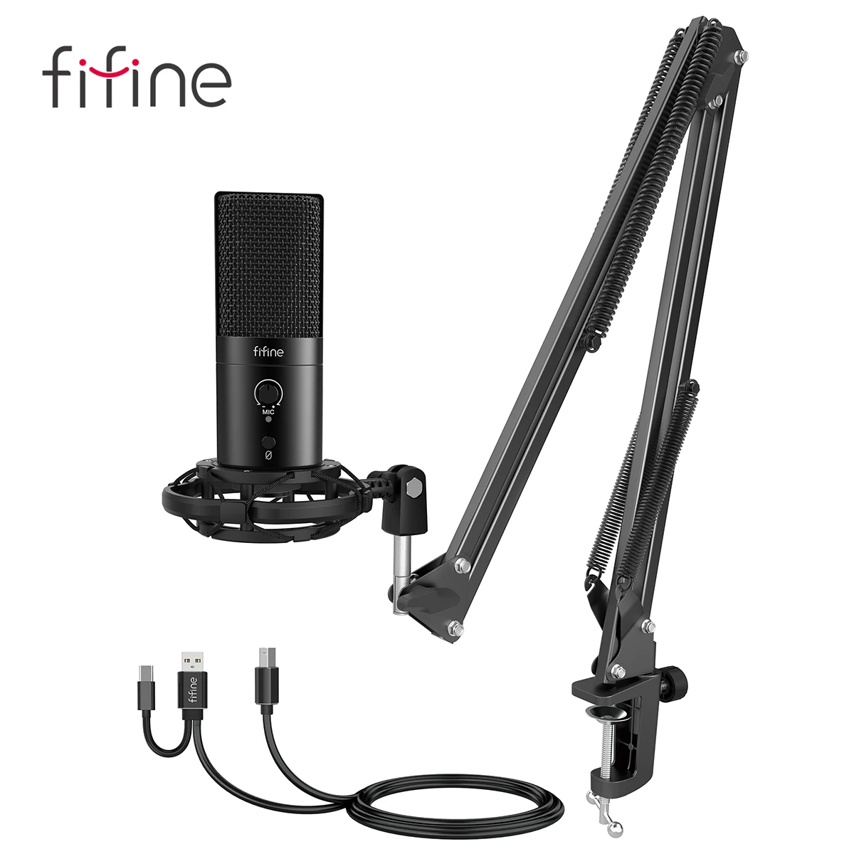 Игровой потоковый микрофон FIFINE USB C и A для ПК, Студийный микрофон для подкастов Recording-T683 - изображение