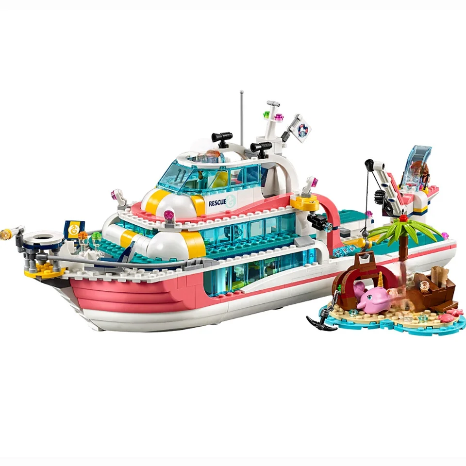 

Friends Rescue Mission Boat Narwhal Building Blocks Kit Bricks Classic Girl Movie Model Kids Toys For Children Christmas Gift
