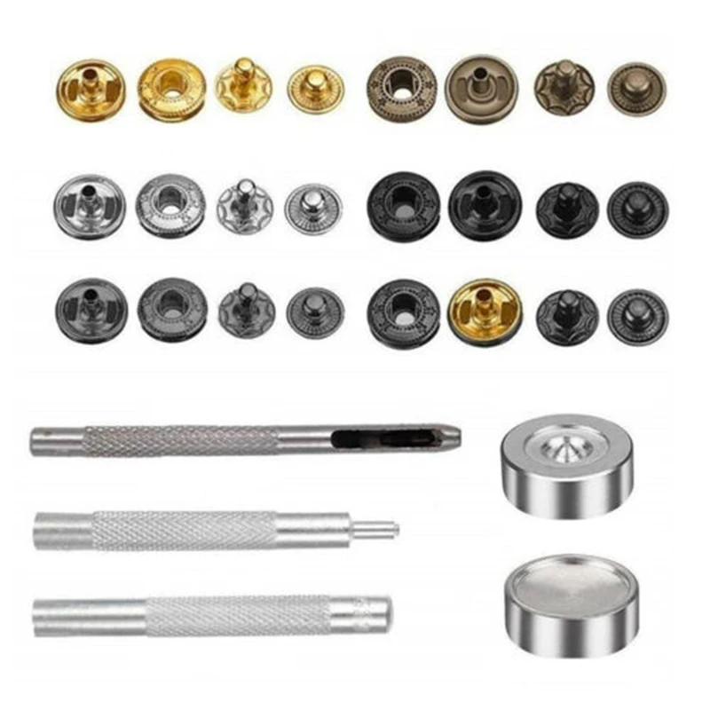 

120Pcs 12.5 Mm Heavy Duty Snap Fasteners Poppers Press Stud Kit Buttons Tools