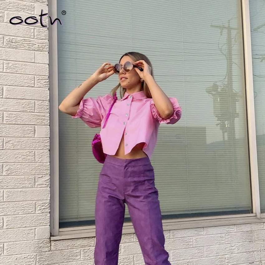 Рубашка женская с коротким рукавом и отложным воротником | Женская одежда