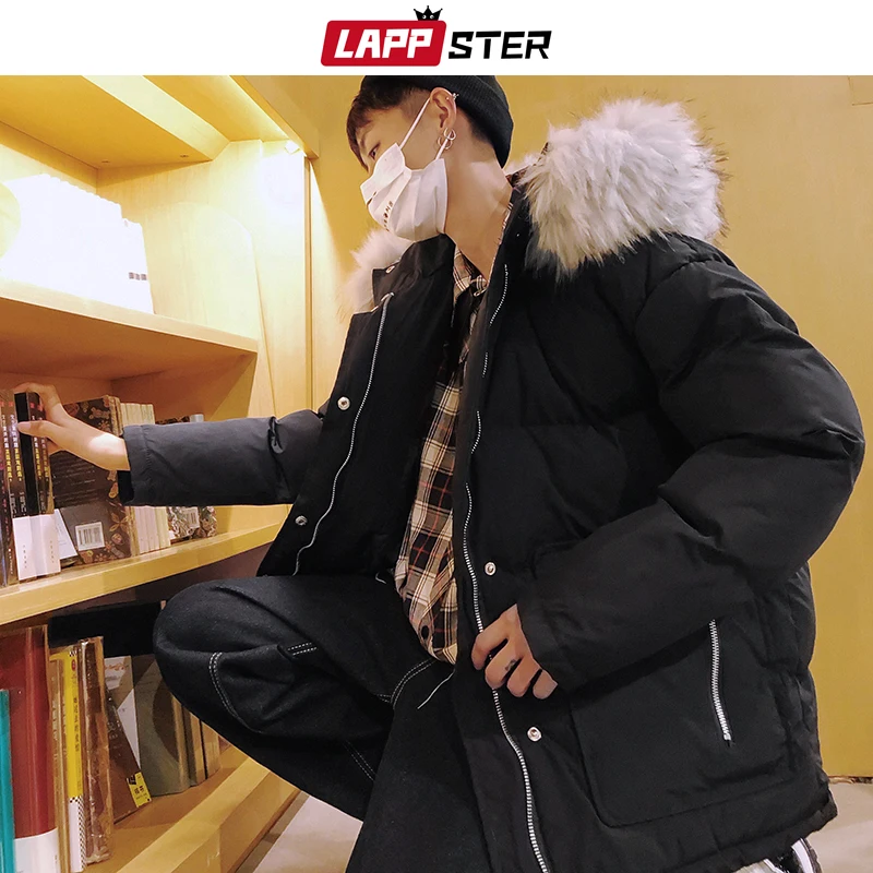 LAPPSTER Мужская однотонная пуховая куртка-парка 2020 корейская мода с капюшоном