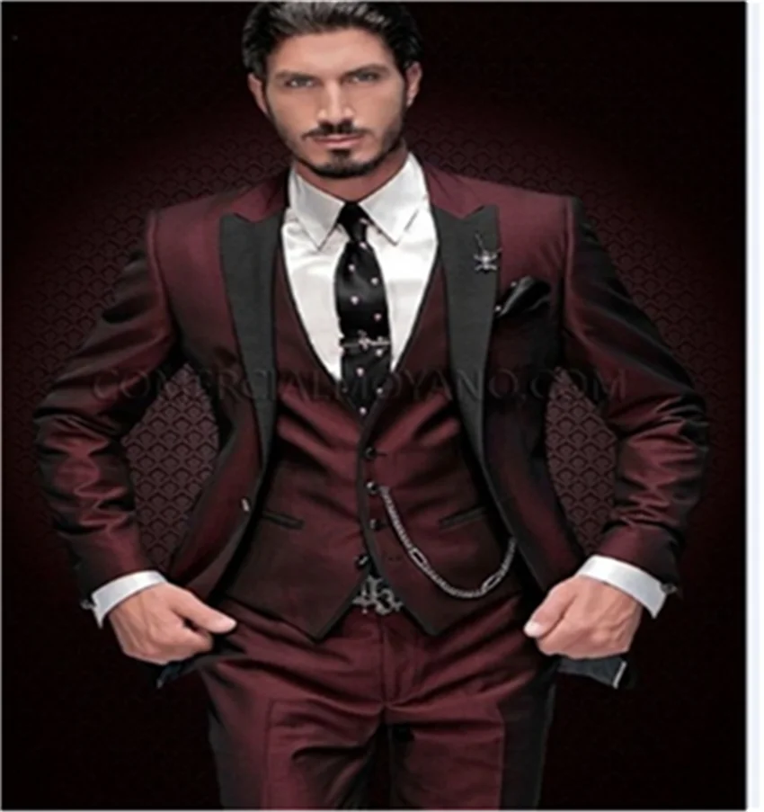 2020 new men's dress wedding dress groom best man's Suit Tuxedo three piece suit (jacket + pants + vest)