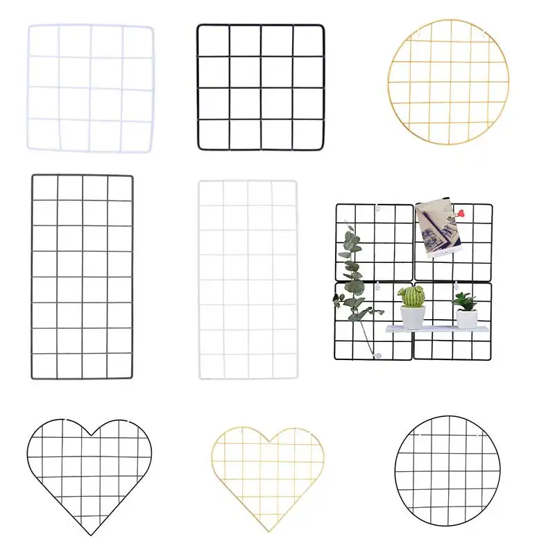

1PC Modern Home Wall Decoration Iron Grid Nordic Art Photo Displaying Frame Party Metal Shelf Mesh Postcards DIY Racks Hot Sale