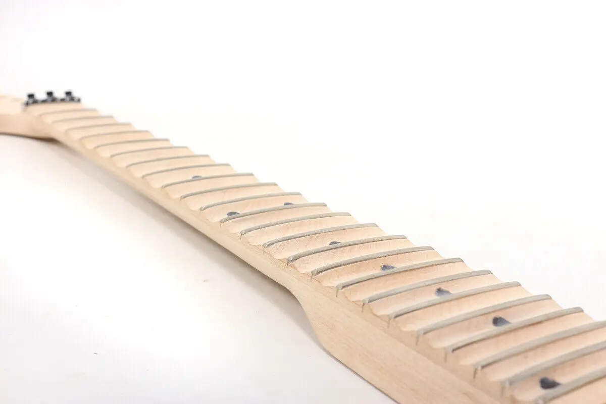 Full scalloped Guitar Neck 24 Fret 25.5 inch Maple Fretboard Unfinished Locking Nut