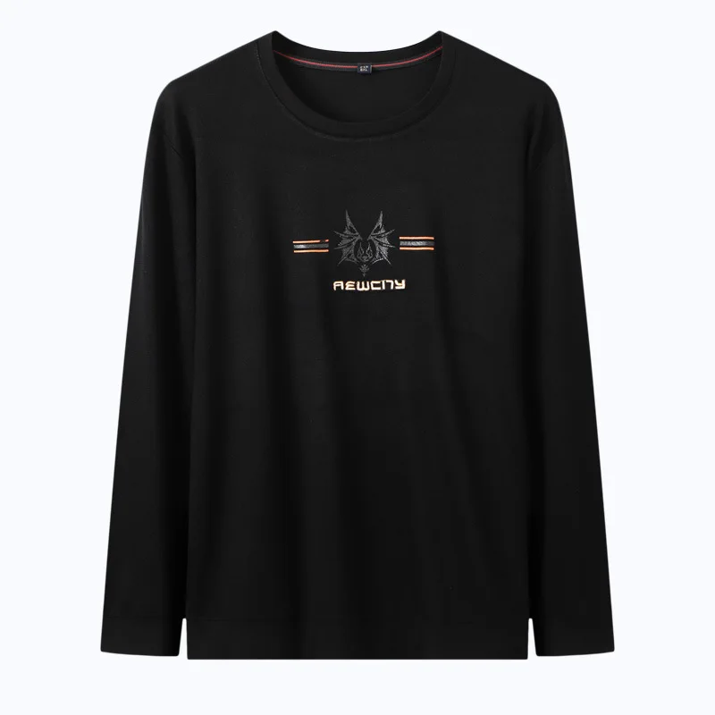 

2020 новая весенняя Мужская полнит размера плюс, модные повседневные Круглый воротник Длинные рукава свитер Мужская жира Базовая рубашка