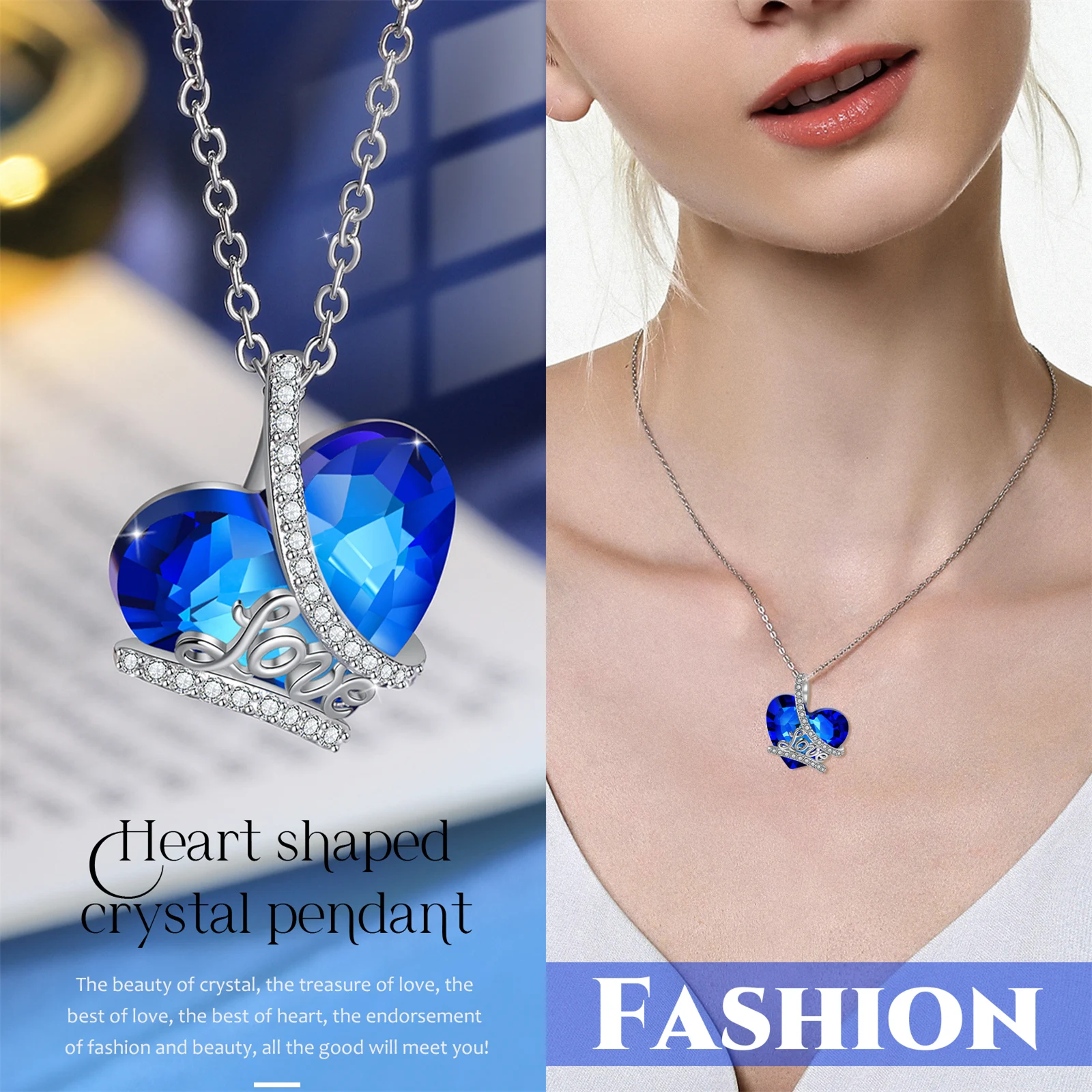 

Heart Shaped Crysta Necklaces Pendant Zircon Love Women's Neck Chain Choker Necklaces Fashion Wedding Jewelry for Women 2021