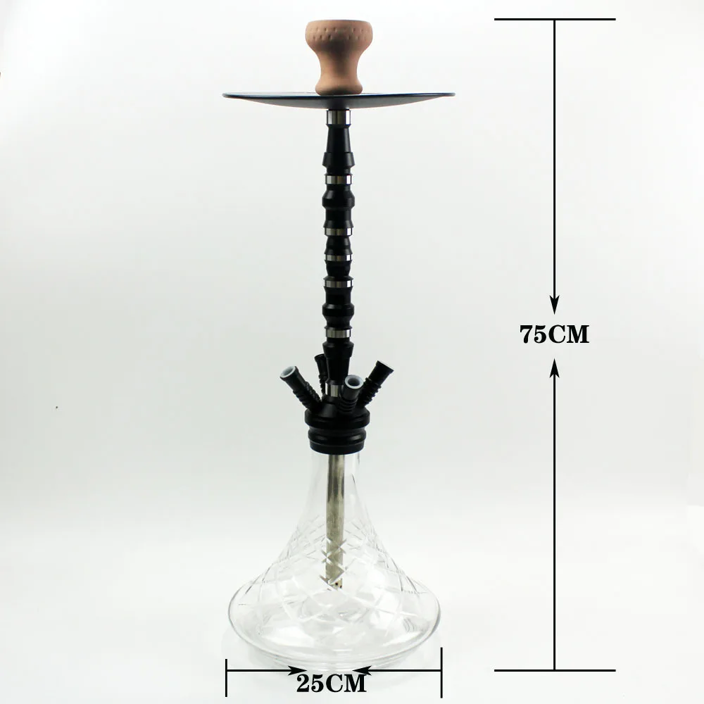 

High-end With LED light 4 Hose Hookah Transparent Shisha Acrylic Tray Shisha Bowl Carbon Smoke Hookah for Party or Bar