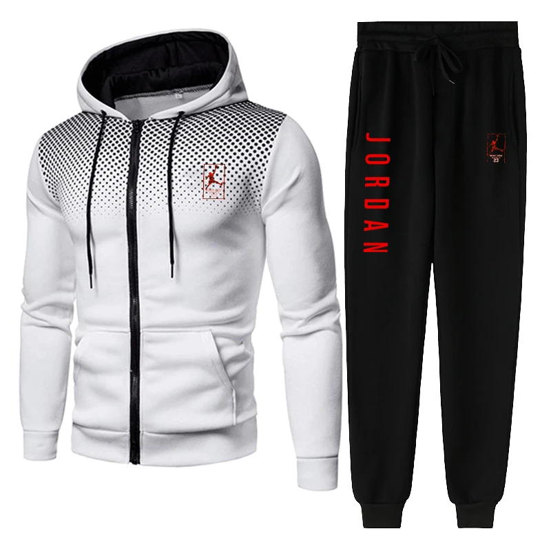 

New 2-piece sportswear men's brand spring and autumn hooded sweatshirt + drawstring pants men's sports hoodie running sportswear