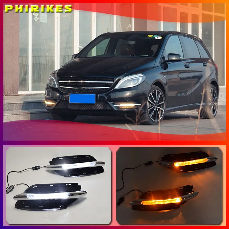 

2 шт. для Mercedes-Benz B-Class W245 B180 B200 11-13 Белый светодиодный DRL желтый указатели поворота