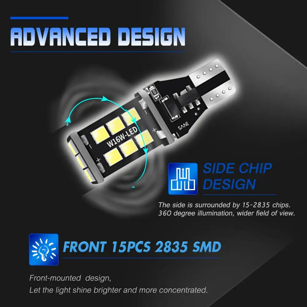Светодиодные лампы Canbus 8x T15 W16W LED 921 912 безошибочные Автомобильные фары заднего
