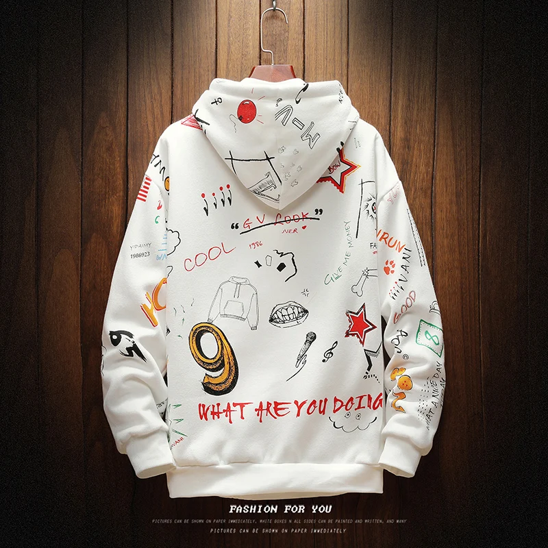 

2020 Autumn Spring Fashion High Quality Sweatshirt Men'S Black White Hip Hop Long Sleeve Pullover Hoodies Sweatshirt Clothes 5XL