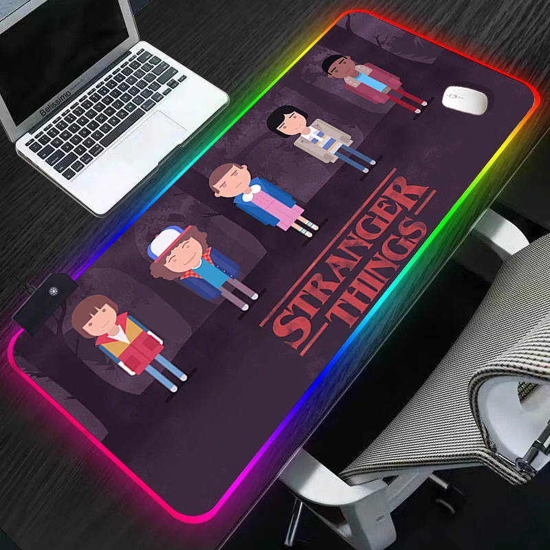 

RGB Stranger Things Mouse Pad gaming accessories speed mini pc Gamer desk Mat Laptop Keyboard Table tapis souris mousepad 90x40