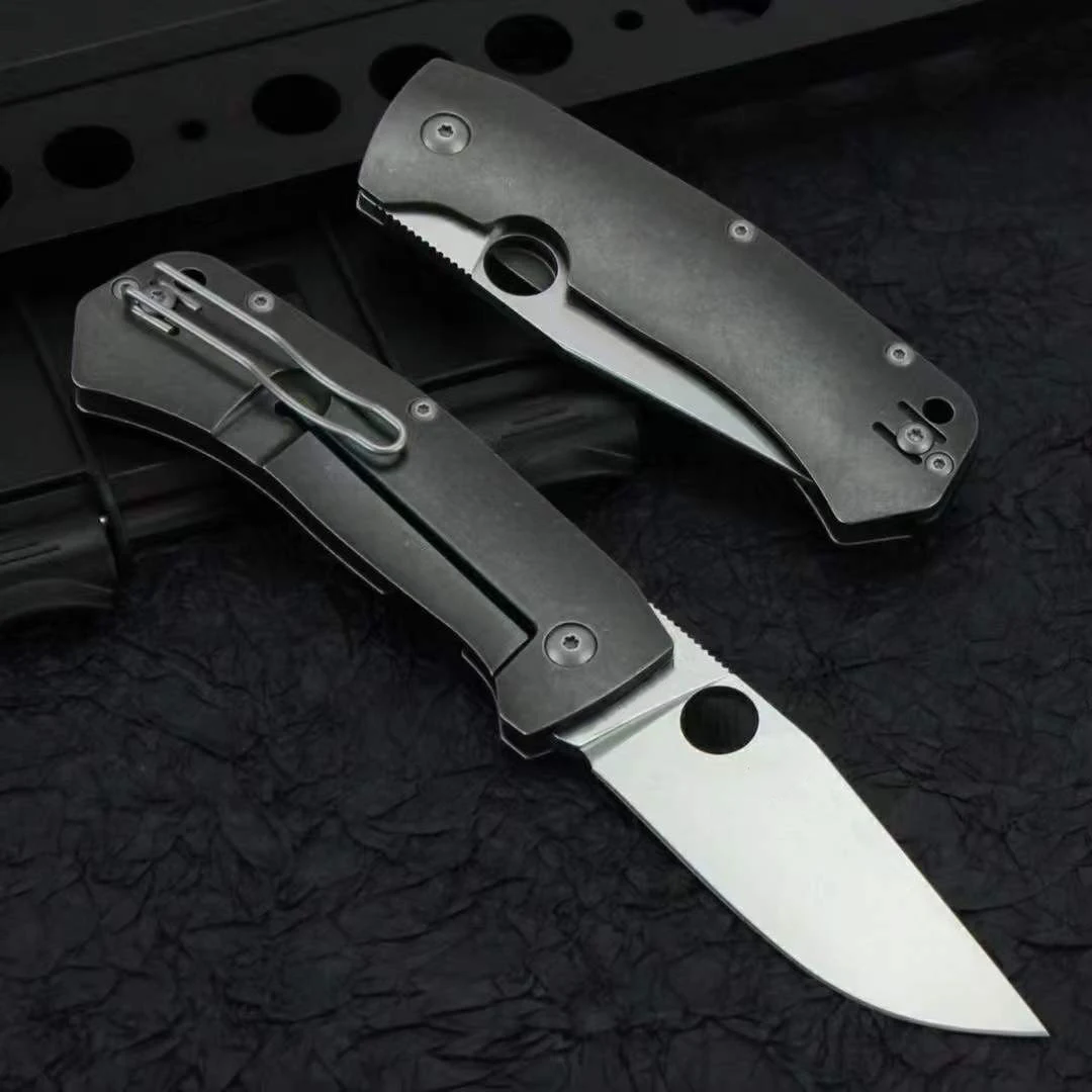 New Aero Titanium Alloys C186 High Quality Hardness Folding Knife D2 Blade  Handle Saber Outdoor Safety Pocket Knives  EDC Tool enlarge