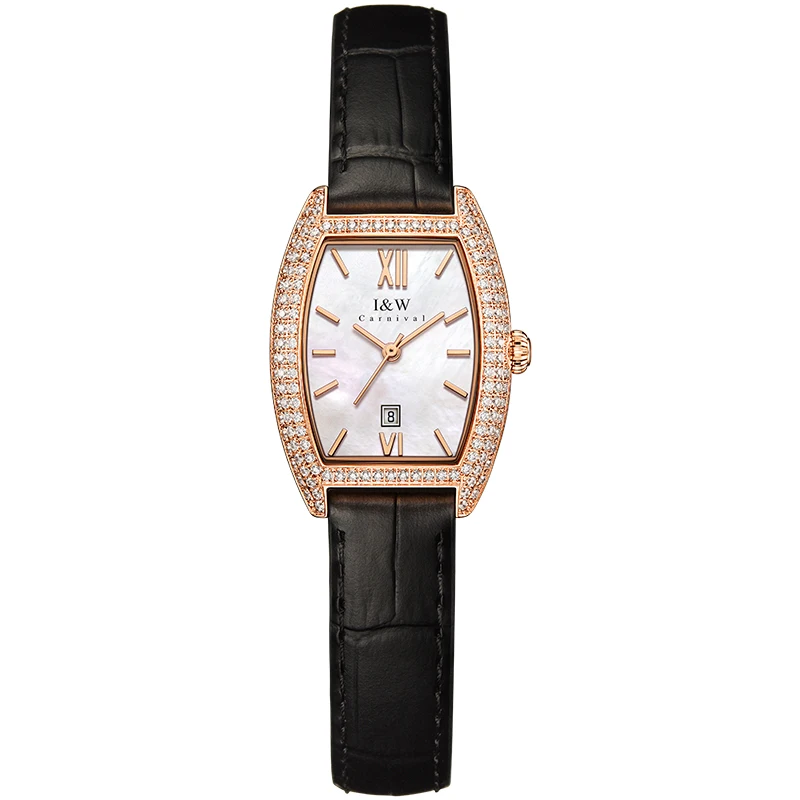 Fashion Diamond Watch for Women Luxury Brand I&W New Tonneau Quartz Woman Watch Sapphire Calendar Waterproof Ladies Watches 2021