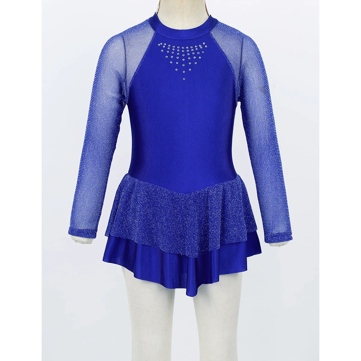Детское блестящее платье с длинными рукавами Стразы для фигурок и катания на