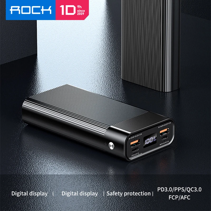 ROCK P82 PD 20000 мАч черный волнистый узор быстрая зарядка Мобильный Внешний