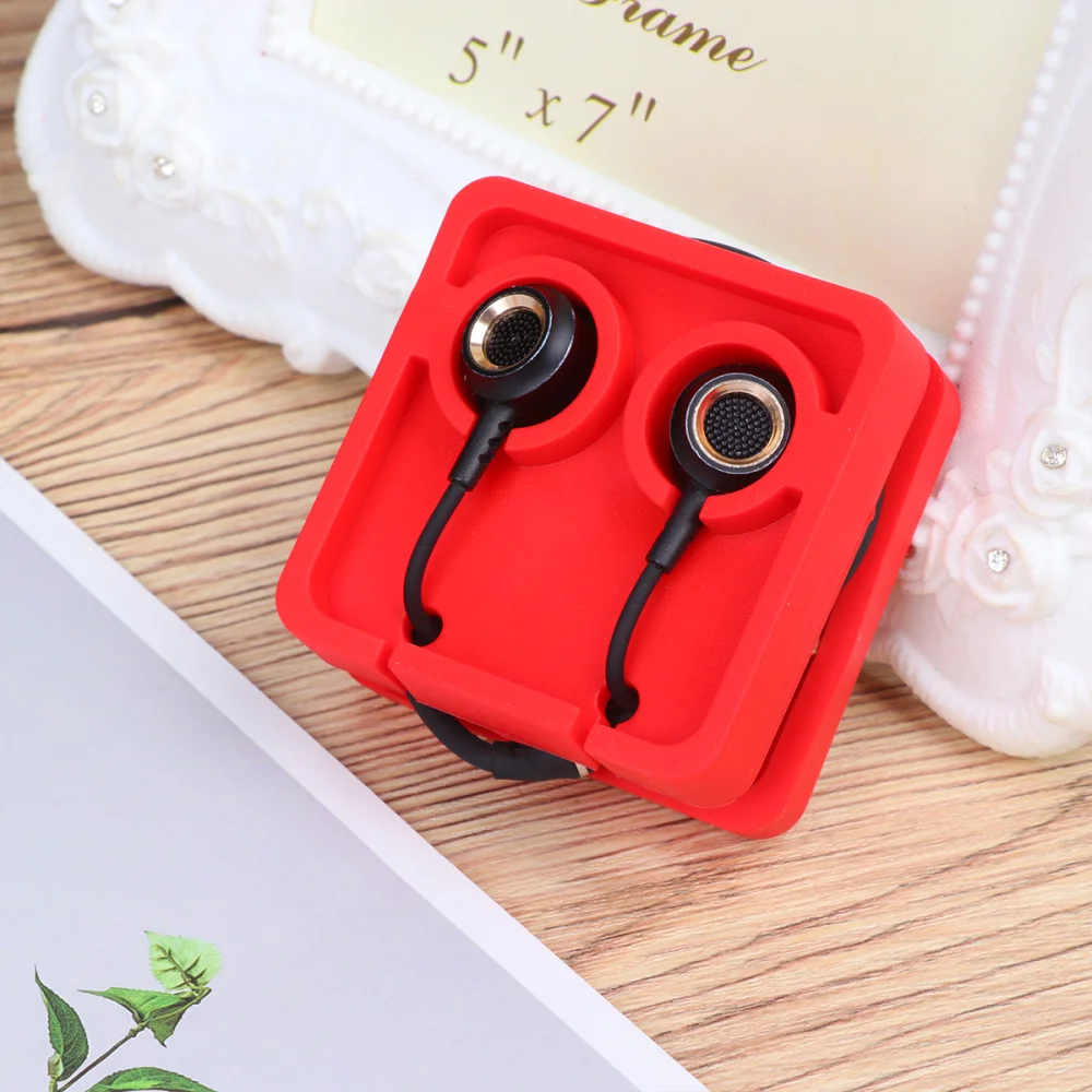 

4pcs Silicone Earphone Line Winder Building Blocks Headphone Organizer Cable Wrap Holder (Sky-blue)