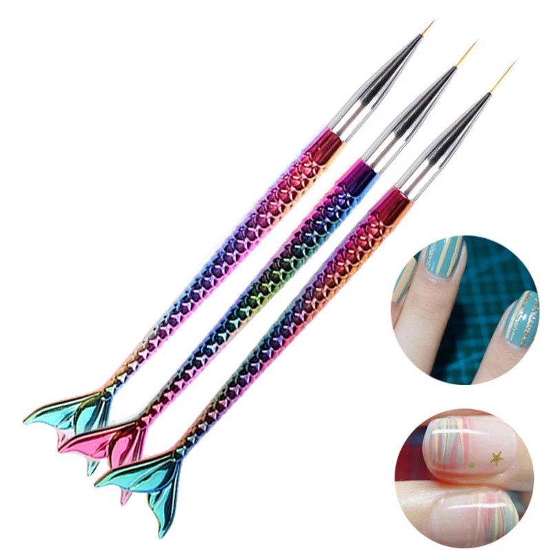 

3pcs/set Nail Art Liner Painting Pen 3D Tips Drawing Line Nail Art Decoration Tool Fish Tail Gradient Pen