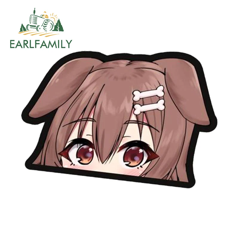 

EARLFAMILY 13cm x 9.1cm for Korone Hololive Peeker Car Stickers Waterproof Sunscreen Decals Cartoon Windows Decor Car Styling