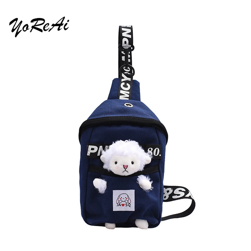 

Women's Teddy Bear Students Streetwear Bag Chest Bag Cow Doll Lamb Zipper Crossbody Pack Girl Messenger Bags Cute Diagonal Pouch