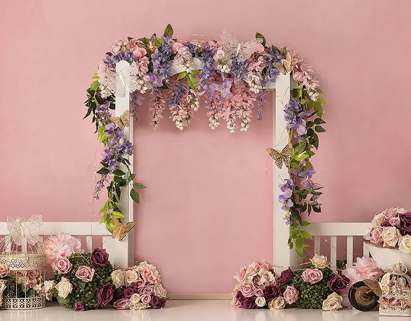 Фон для фотосъемки детских празднований дня рождения вечерние фото Розовый