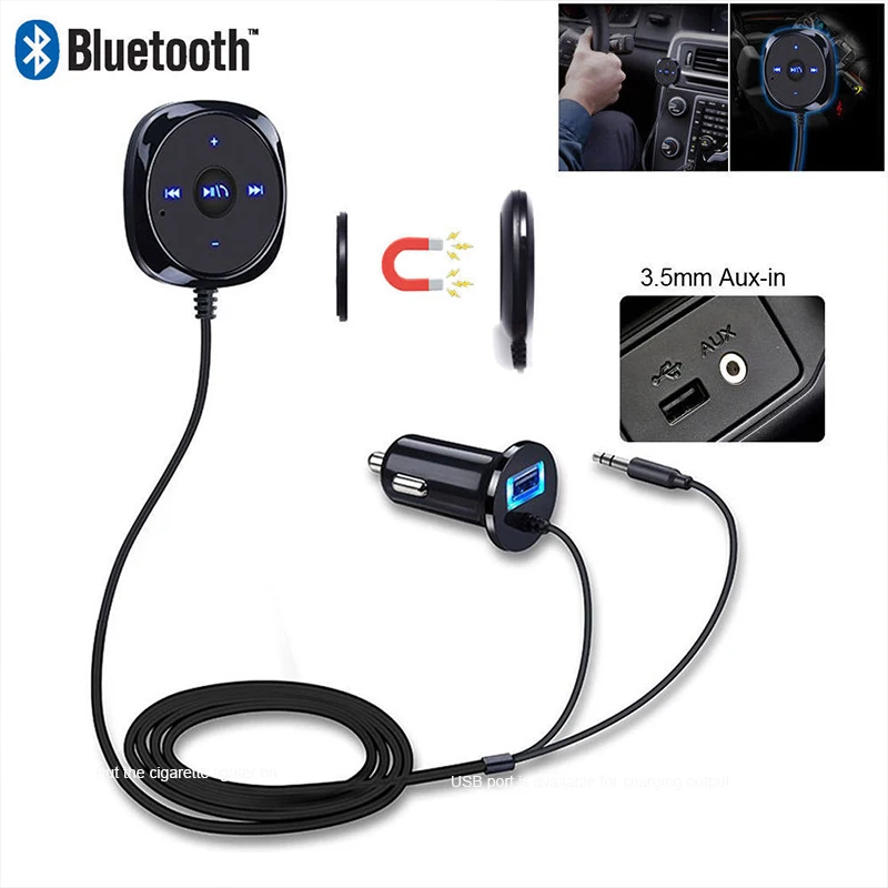 Автомобильный bluetooth комплект AUX передатчик аудио mp3 плеер Магнитный громкой связи