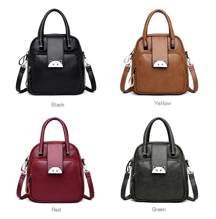 Женский металлический кожаный рюкзак женский рюкзак Mochila Feminina Повседневная многофункциональная женская сумка на плечо Sac A Dos дорожная сумка